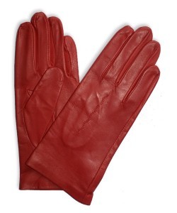 DL-66: Rękawiczki ze skóry jagnięcej licowej, maszynowo szyte z haftem