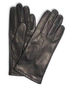 DL-60: Rękawiczki ze skóry jagnięcej licowej, maszynowo szyte z haftem