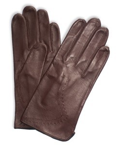 DL-59: Rękawiczki ze skóry jagnięcej licowej, maszynowo szyte z haftem