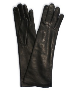 DL-57: Rękawiczki ze skóry jagnięcej licowej, maszynowo szyte z haftem