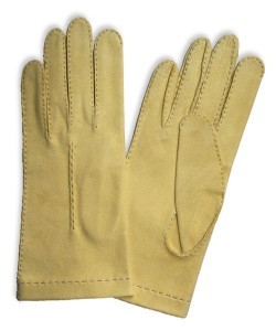 DL-50: Rękawiczki ze skóry irchowej ręcznie szyte z haftem
