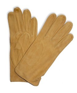 DL-54: Rękawiczki ze skóry welurowej maszynowo szyte z haftem