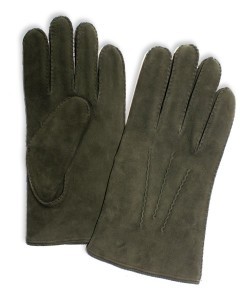 MZ-82: Rękawiczki ze skóry jagnięcej (nubuk), ręcznie szyte, z haftem, z wkładem z anilany